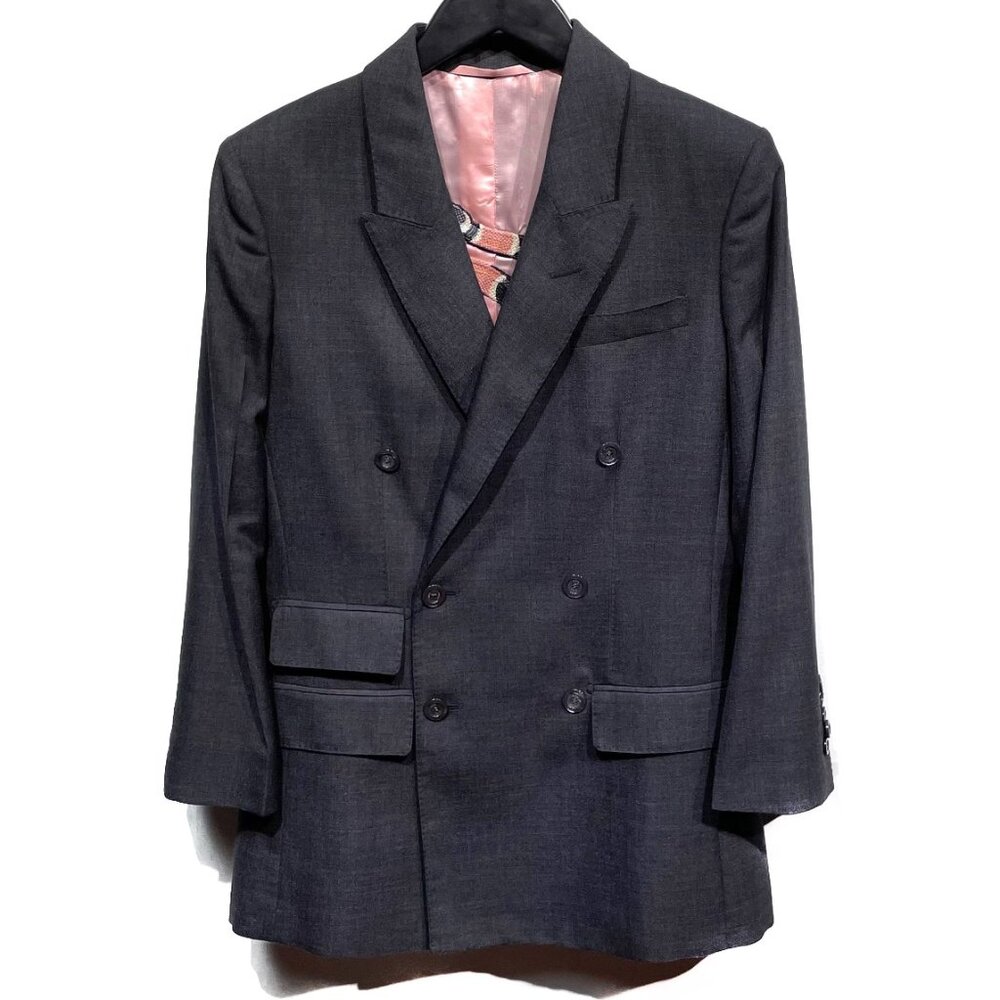Gucci Grey Double Breasted Long Boyfriend Blazer
